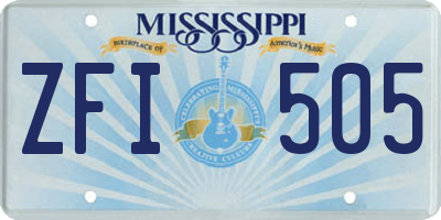 MS license plate ZFI505