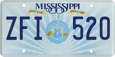 MS license plate ZFI520