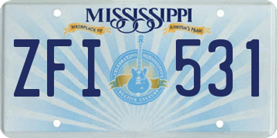 MS license plate ZFI531