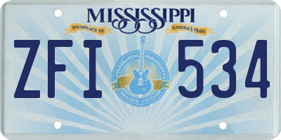 MS license plate ZFI534