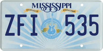 MS license plate ZFI535