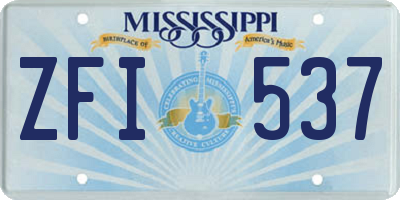 MS license plate ZFI537