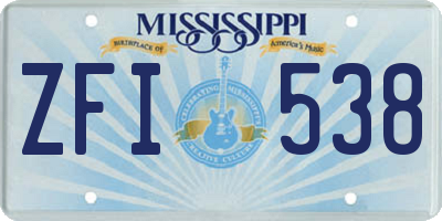 MS license plate ZFI538