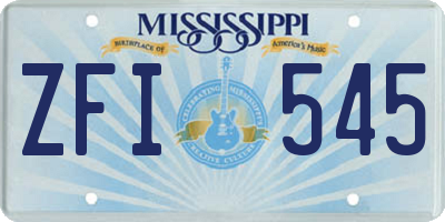 MS license plate ZFI545