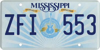 MS license plate ZFI553