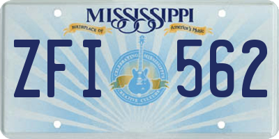 MS license plate ZFI562