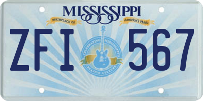 MS license plate ZFI567