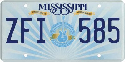 MS license plate ZFI585