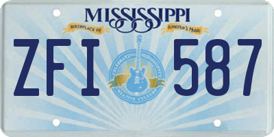 MS license plate ZFI587