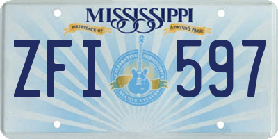MS license plate ZFI597