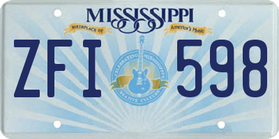 MS license plate ZFI598