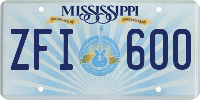 MS license plate ZFI600