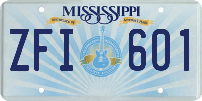 MS license plate ZFI601