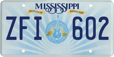 MS license plate ZFI602