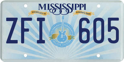 MS license plate ZFI605
