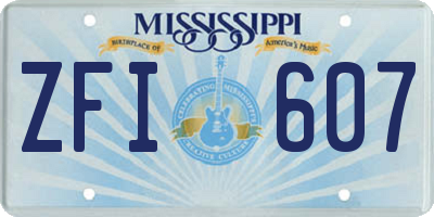 MS license plate ZFI607