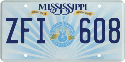 MS license plate ZFI608
