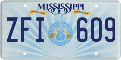 MS license plate ZFI609