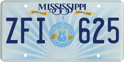MS license plate ZFI625
