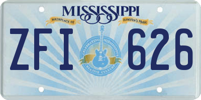 MS license plate ZFI626
