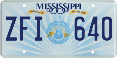 MS license plate ZFI640