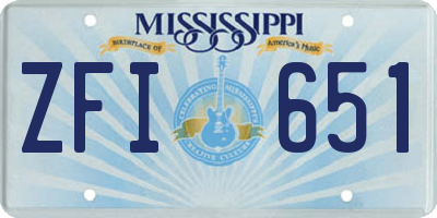 MS license plate ZFI651