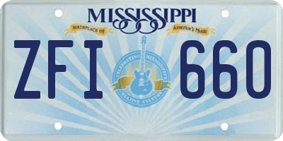 MS license plate ZFI660
