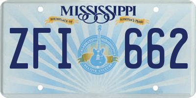 MS license plate ZFI662