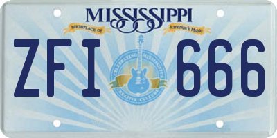 MS license plate ZFI666