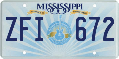 MS license plate ZFI672
