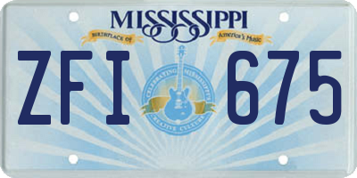 MS license plate ZFI675