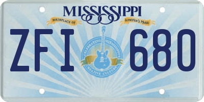 MS license plate ZFI680