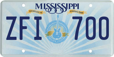 MS license plate ZFI700