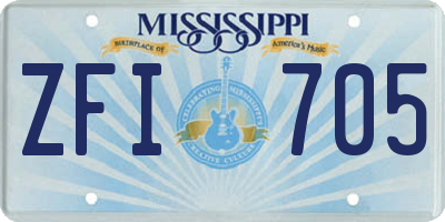 MS license plate ZFI705