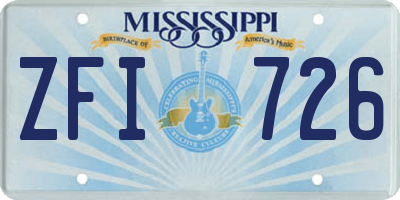 MS license plate ZFI726