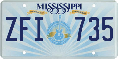 MS license plate ZFI735