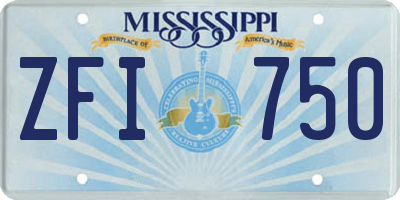 MS license plate ZFI750