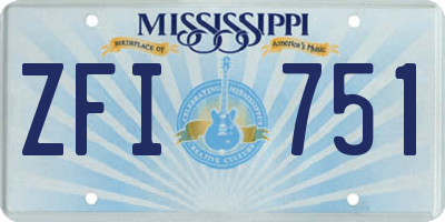 MS license plate ZFI751