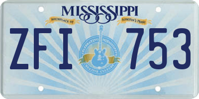 MS license plate ZFI753