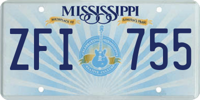 MS license plate ZFI755