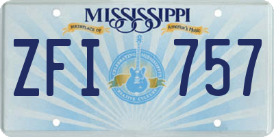 MS license plate ZFI757