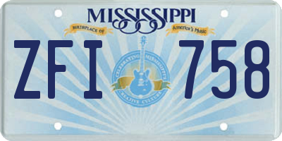 MS license plate ZFI758