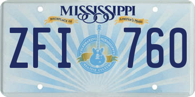 MS license plate ZFI760