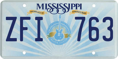 MS license plate ZFI763
