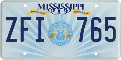 MS license plate ZFI765