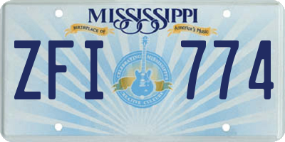 MS license plate ZFI774