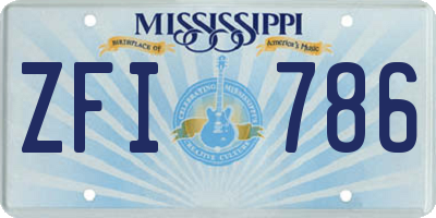 MS license plate ZFI786