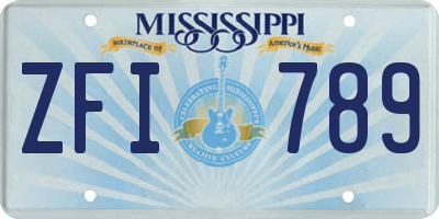 MS license plate ZFI789