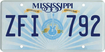 MS license plate ZFI792