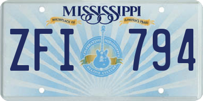 MS license plate ZFI794